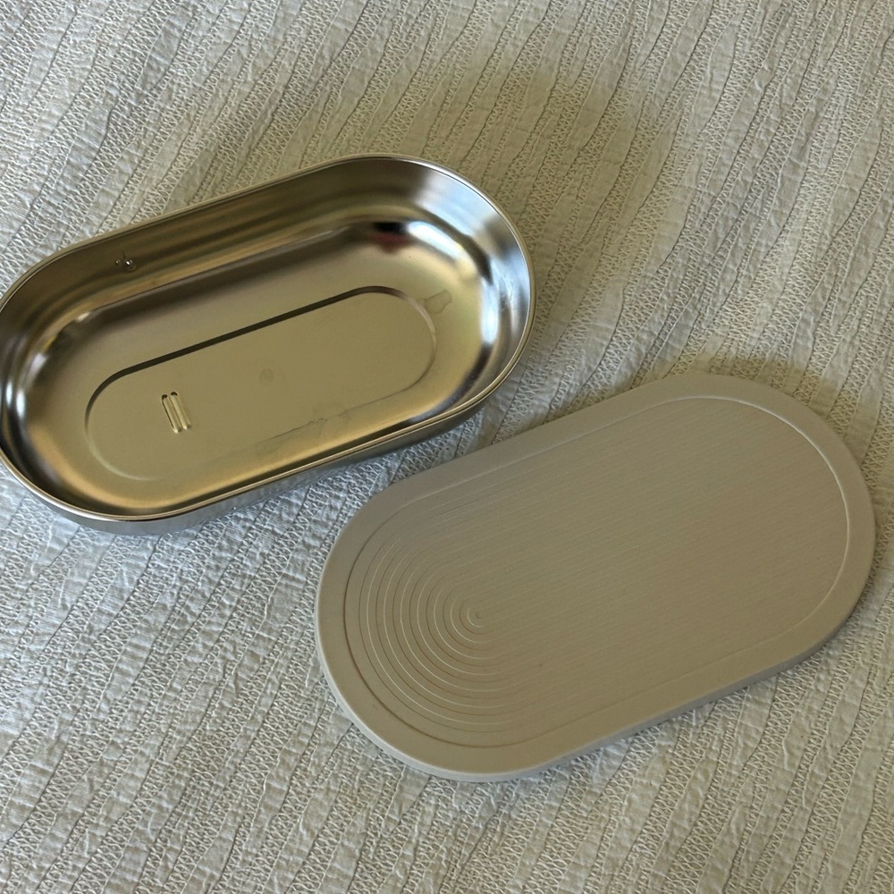 IKEA Silver Metal Food Storage Tin with Cream Lid